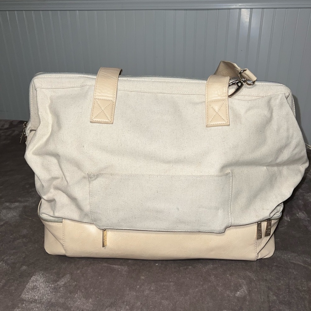 BEIS Cream Canvas Travel Tote Bag - Picture 2 of 9